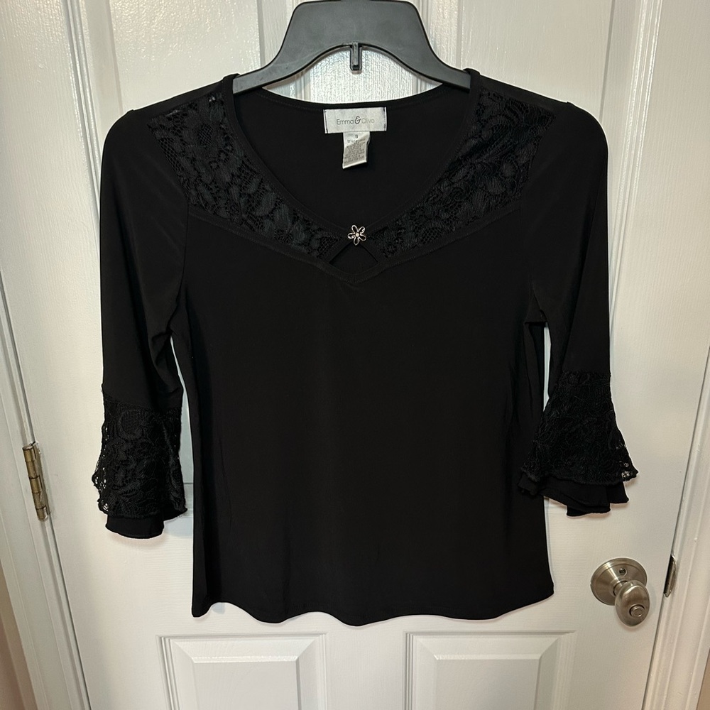 Womens Black Blouse Small Whimsigoth Witchy Dark Fairy Boho Steampunk Victorian